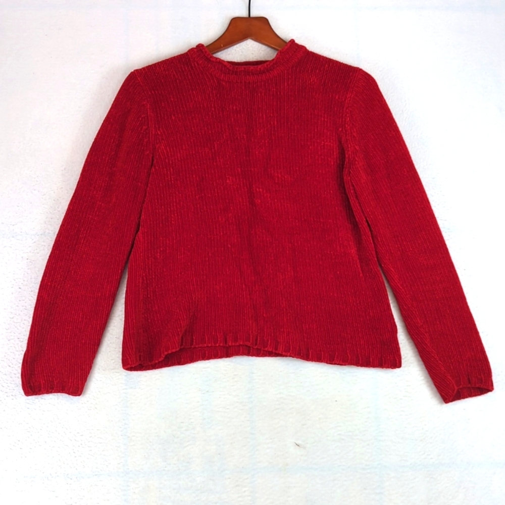 Carolyn Taylor Vibrant Red Knit Crewneck Women's Sweater M Petite
